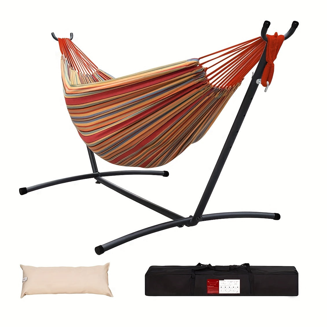 Heavy Duty Double Hammock with Steel Stand 450lbs Portable Outdoor