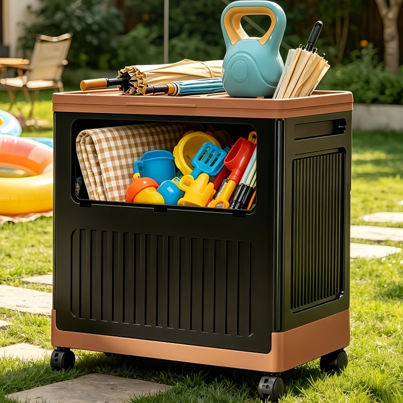 Foldable Stackable Storage Bin with Wheels and Front Access Doors
