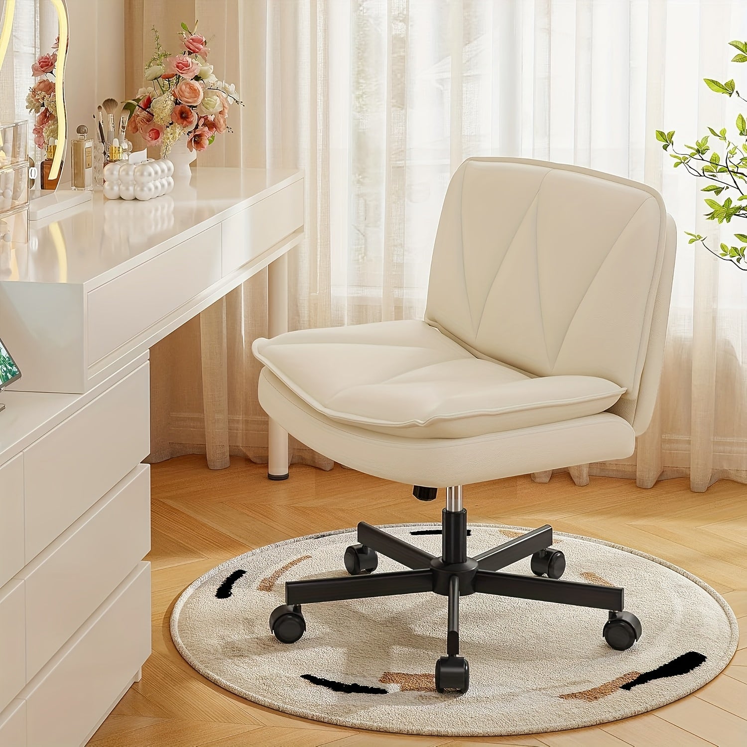 27" Wide Criss Cross Office Chair - Modern Armless Swivel Desk Chair