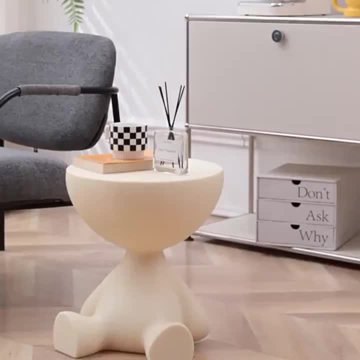 Modern Bear Side Table with Storage, Whimsical Animal Nightstand