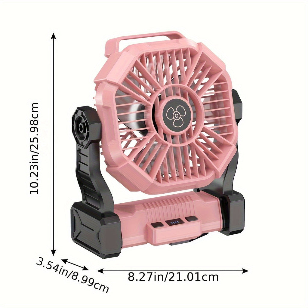 Rechargeable 3-in-1 Oscillating Camping Fan with LED Lantern Light