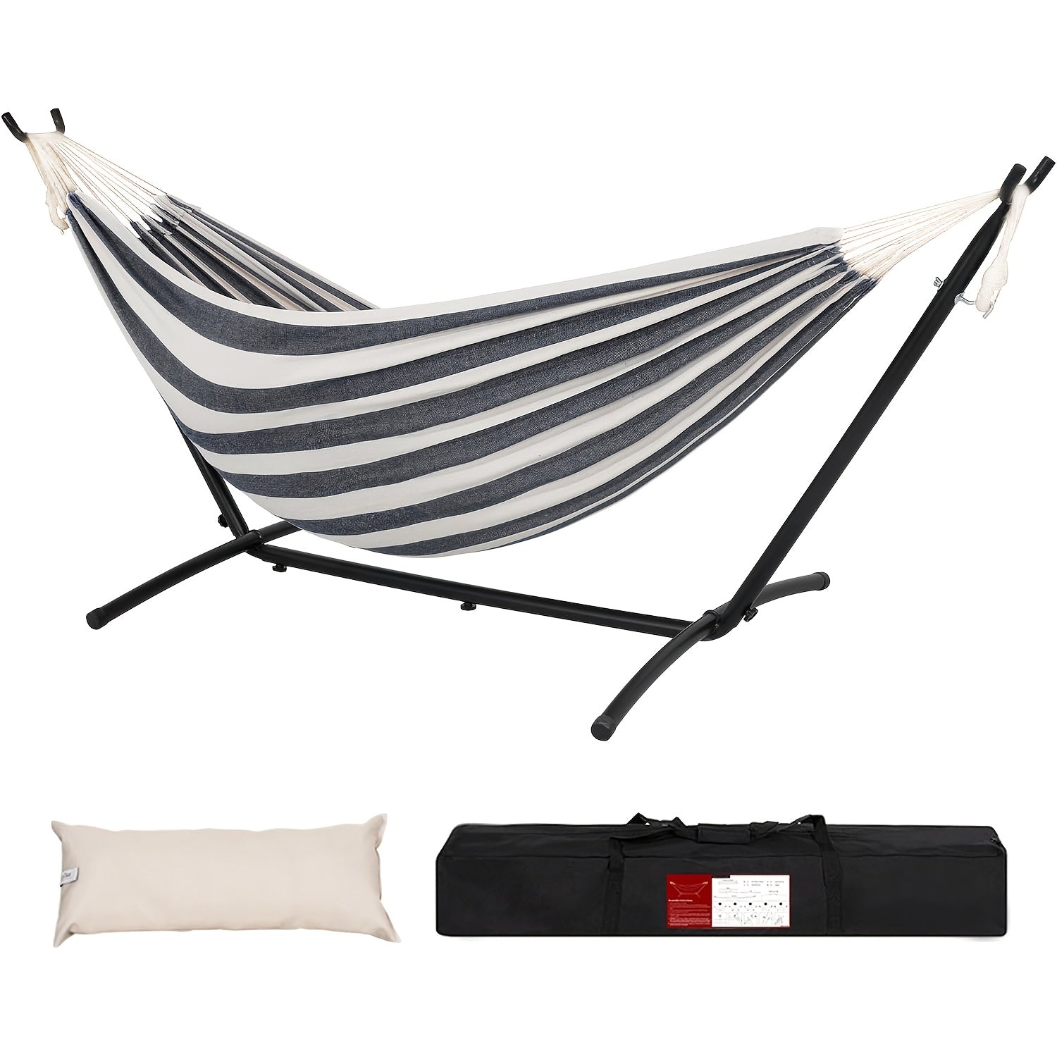 Heavy Duty Double Hammock with Steel Stand 450lbs Portable Outdoor