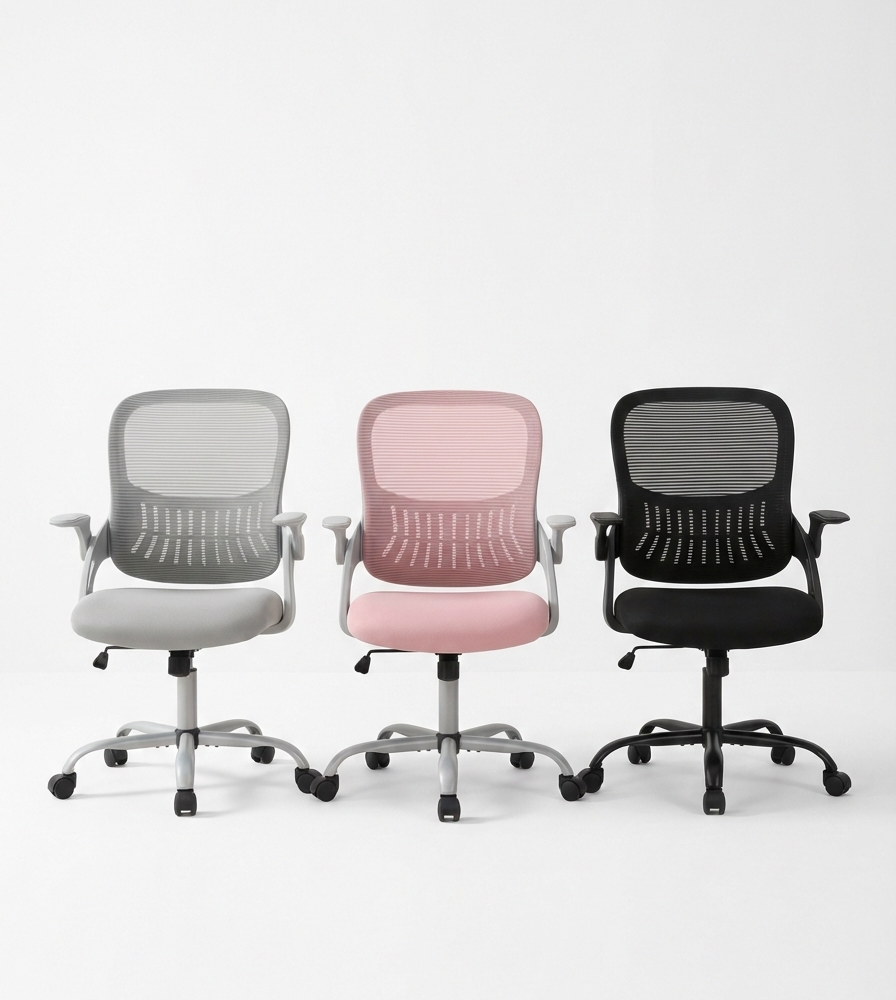 Ergonomic high-back mesh office chair with lumbar support in solid color finish