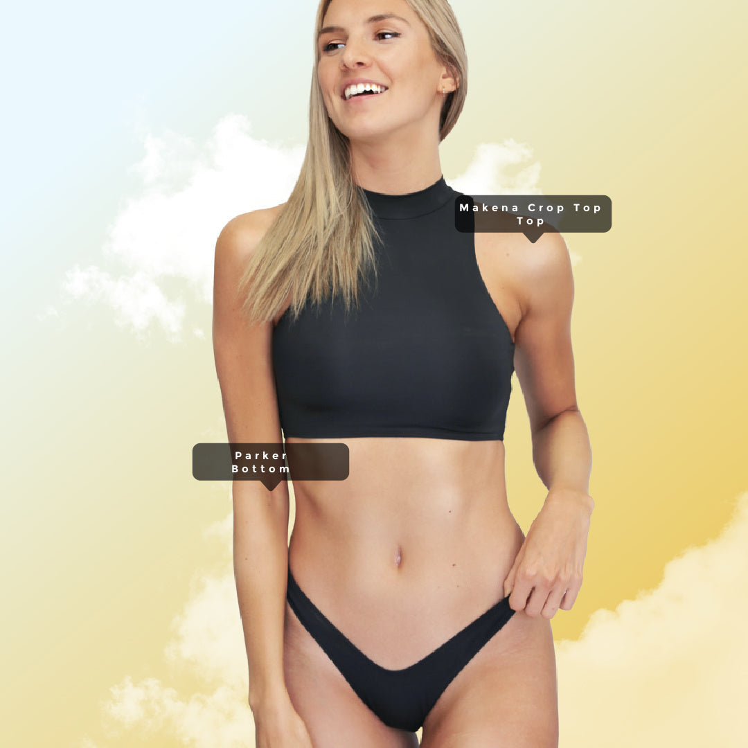 Makena Sleeveless Bikini Crop Top with Strappy Lace-Up Back