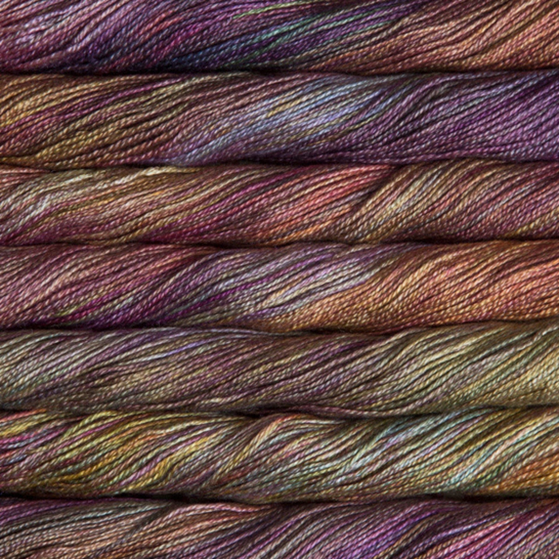 Skein of Malabrigo Mora 100% mulberry silk yarn displaying its characteristic sheen and 4-ply texture.