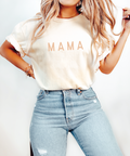 Minimalist tan cotton t-shirt with Mama print