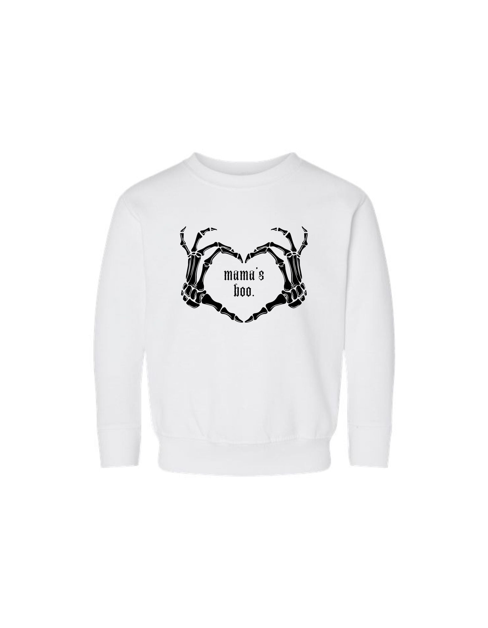 Mama's Boo Skeleton Heart Hands Pullover - Spooky-Cute Kids Tee