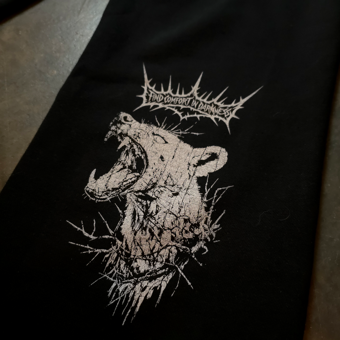 Mantra Graphic Fleece Sweatpants in Black Heavyweight Cotton - Image 3
