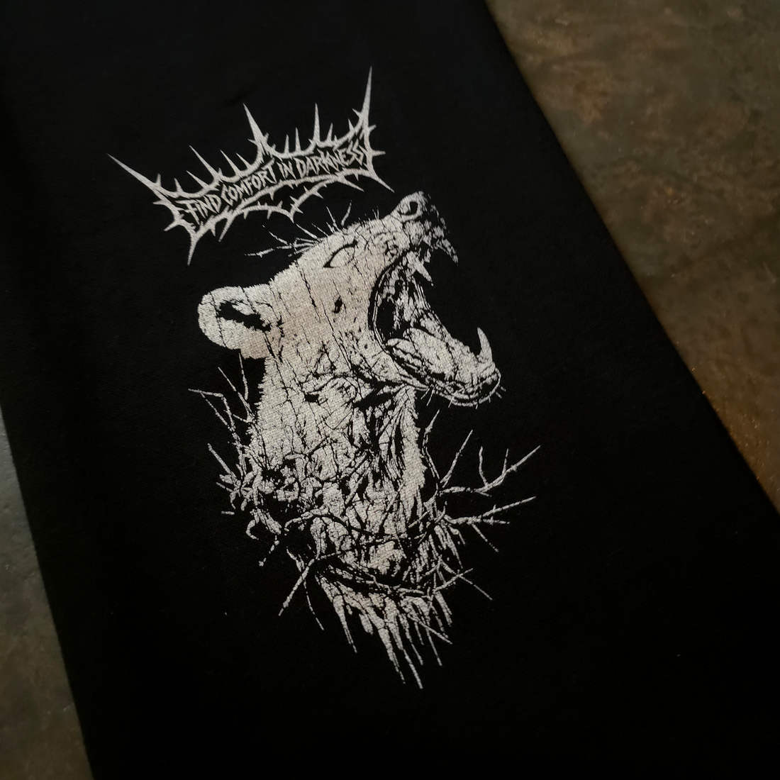 Mantra Graphic Fleece Sweatpants in Black Heavyweight Cotton - Image 4