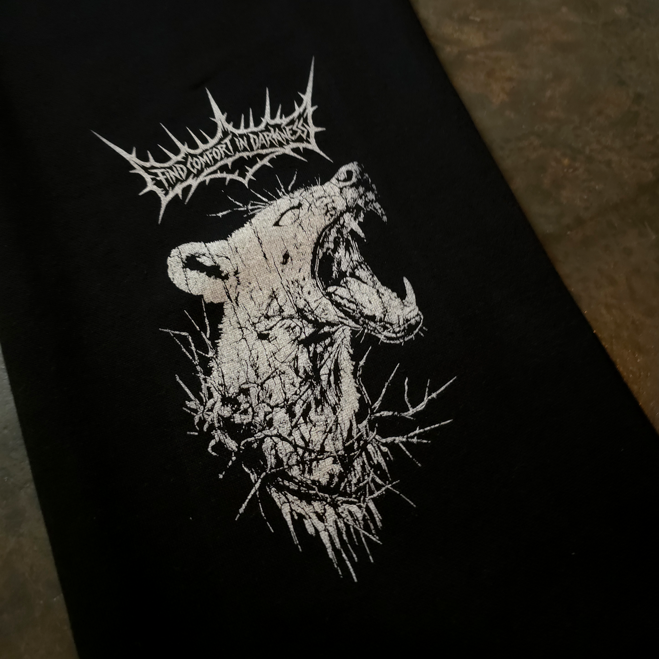 Mantra Graphic Fleece Sweatpants in Black Heavyweight Cotton - Image 4