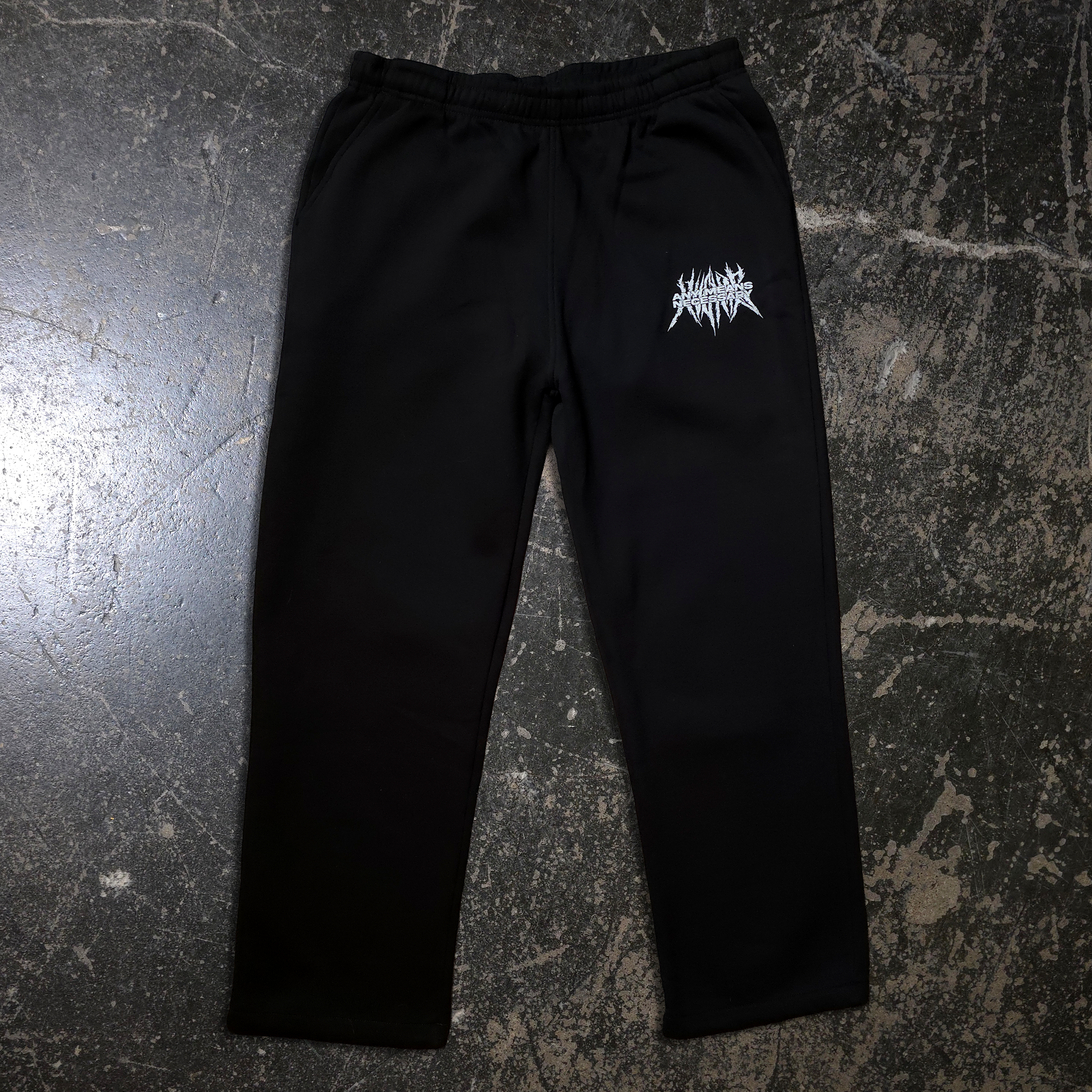 Mantra Graphic Fleece Sweatpants in Black Heavyweight Cotton - Image 2