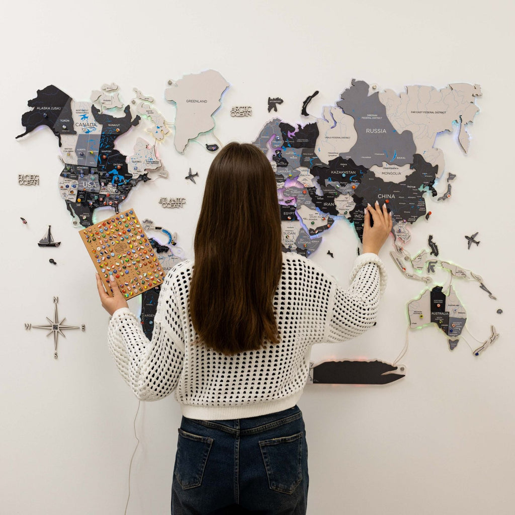 3D Luminous LED Wooden World Map 2.0 Nordik Wall Decor Art