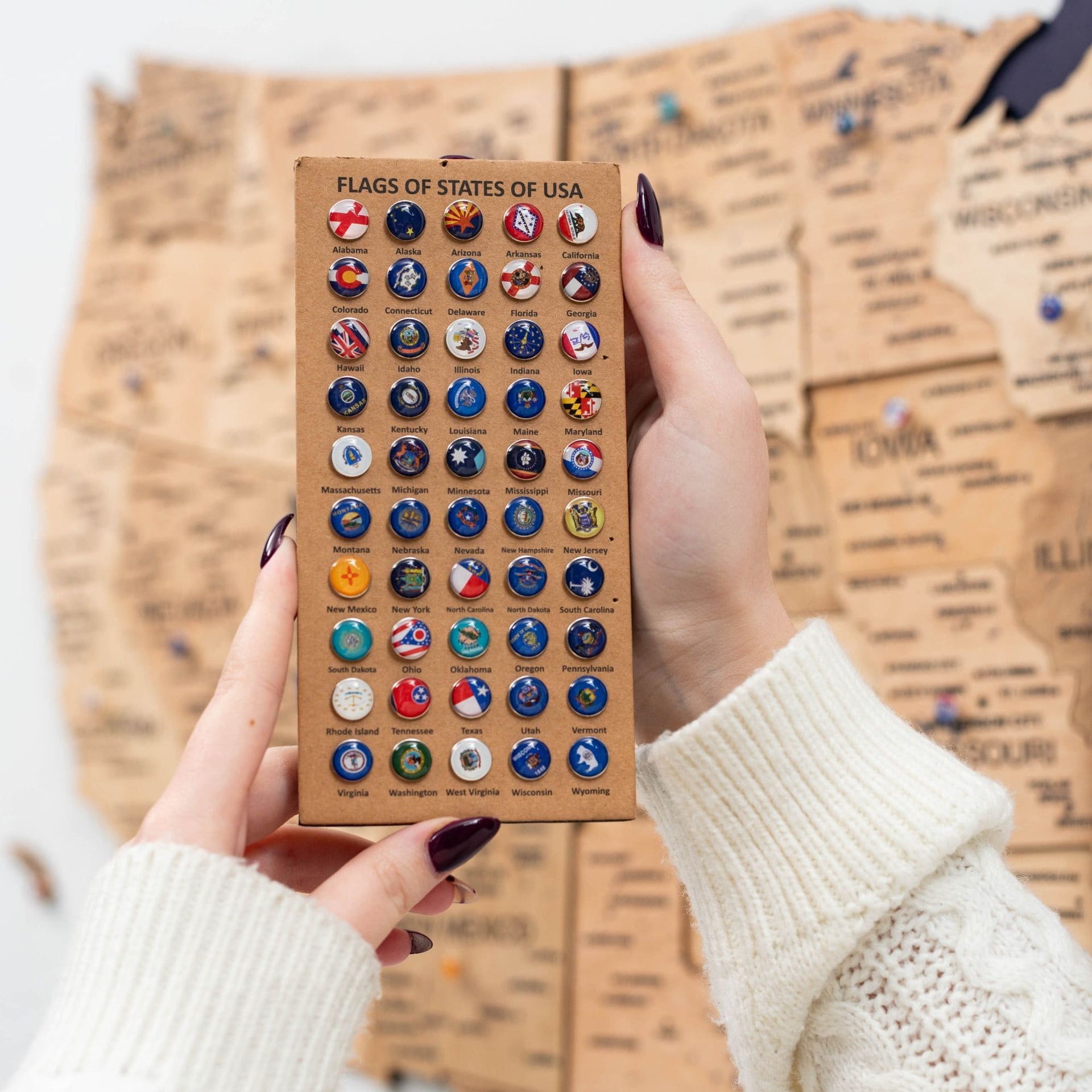 3D Gold Wooden Map of USA Decorative Wall Art