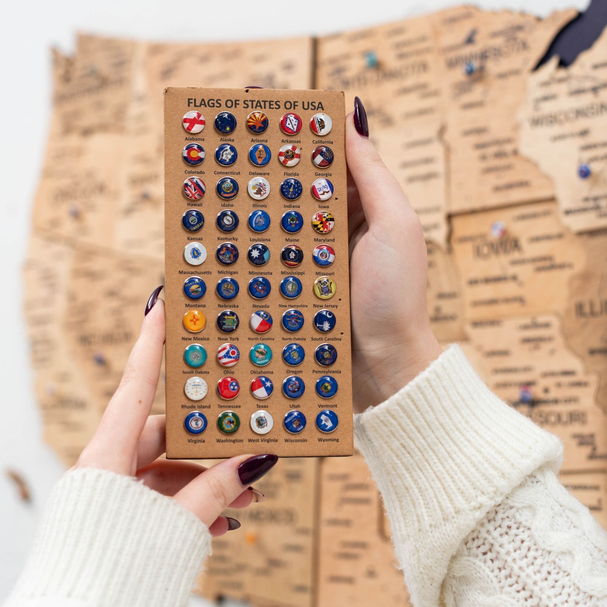 3D Gold Wooden Map of USA Decorative Wall Art