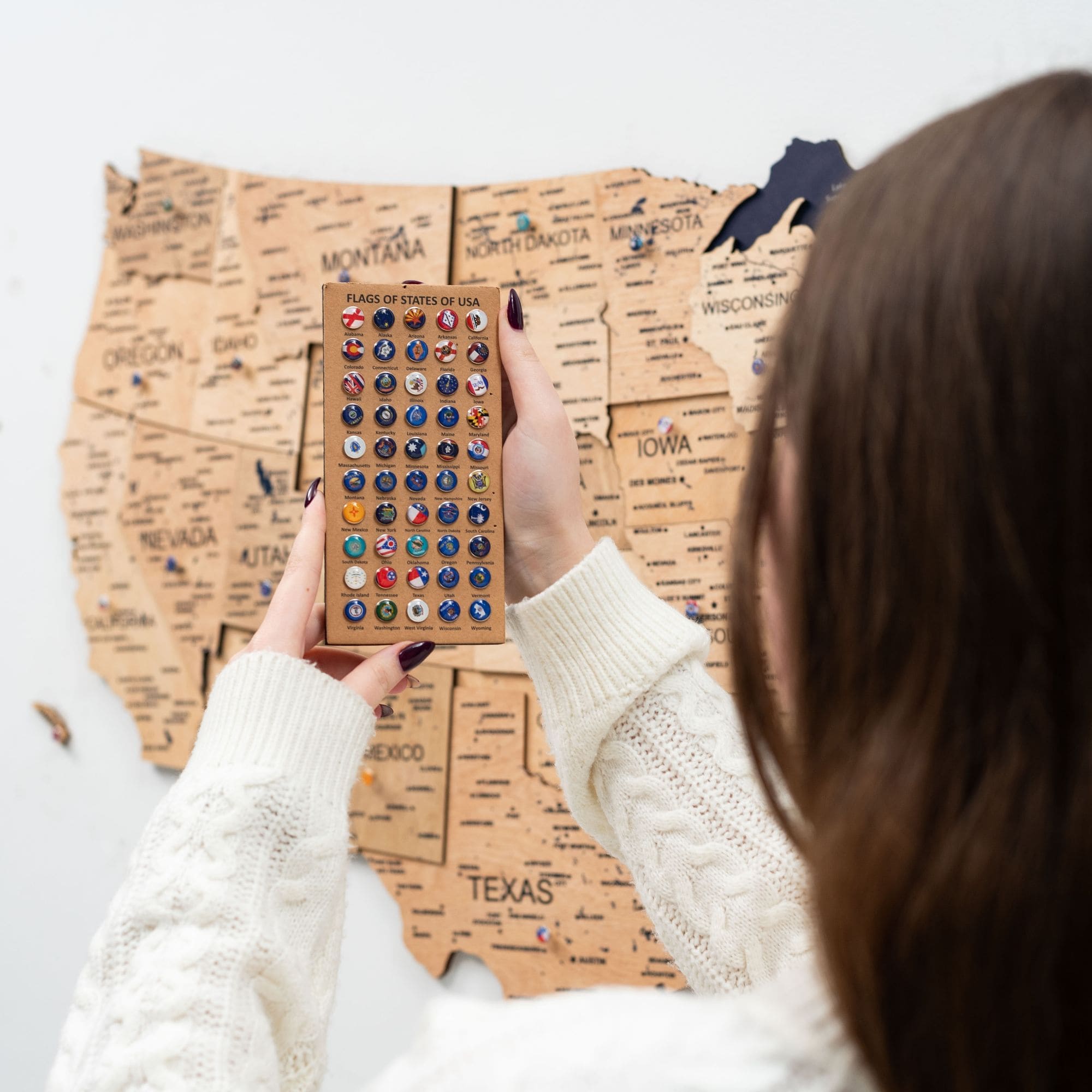 3D Gold Wooden Map of USA Decorative Wall Art