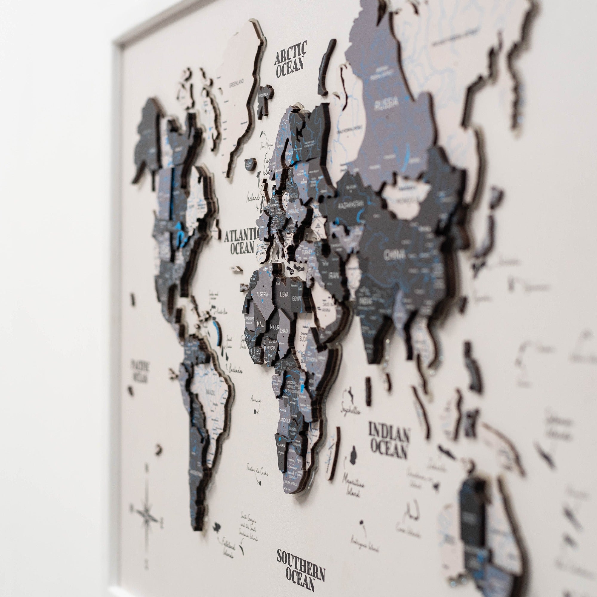Nordik LED Wooden World Map Wall Art - Minimalist Cork Decor