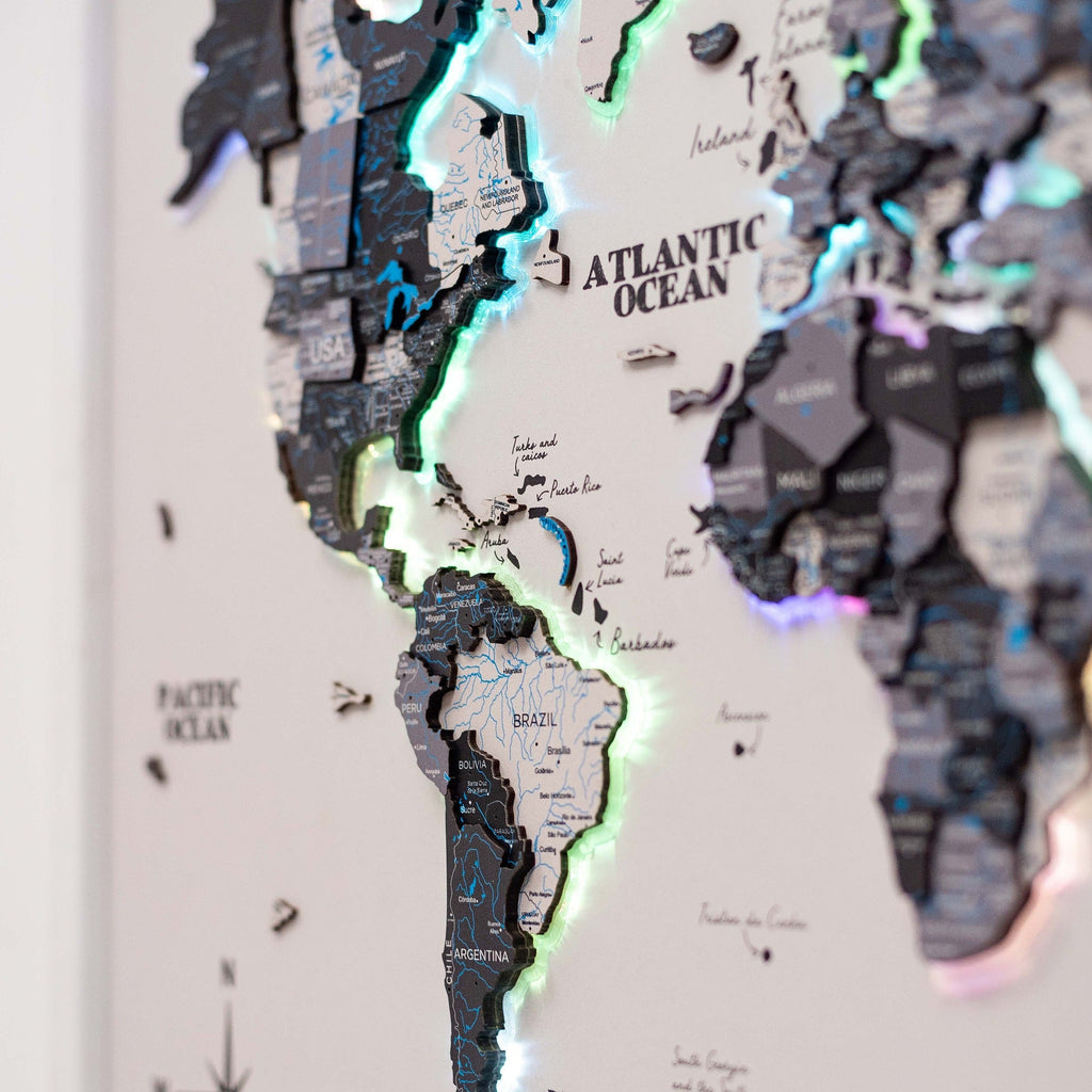 Nordik LED Wooden World Map Wall Art - Minimalist Cork Decor