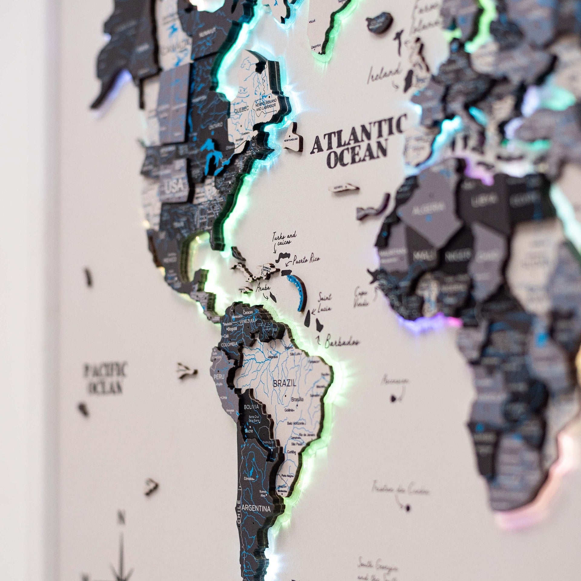 Nordik LED Wooden World Map Wall Art - Minimalist Cork Decor