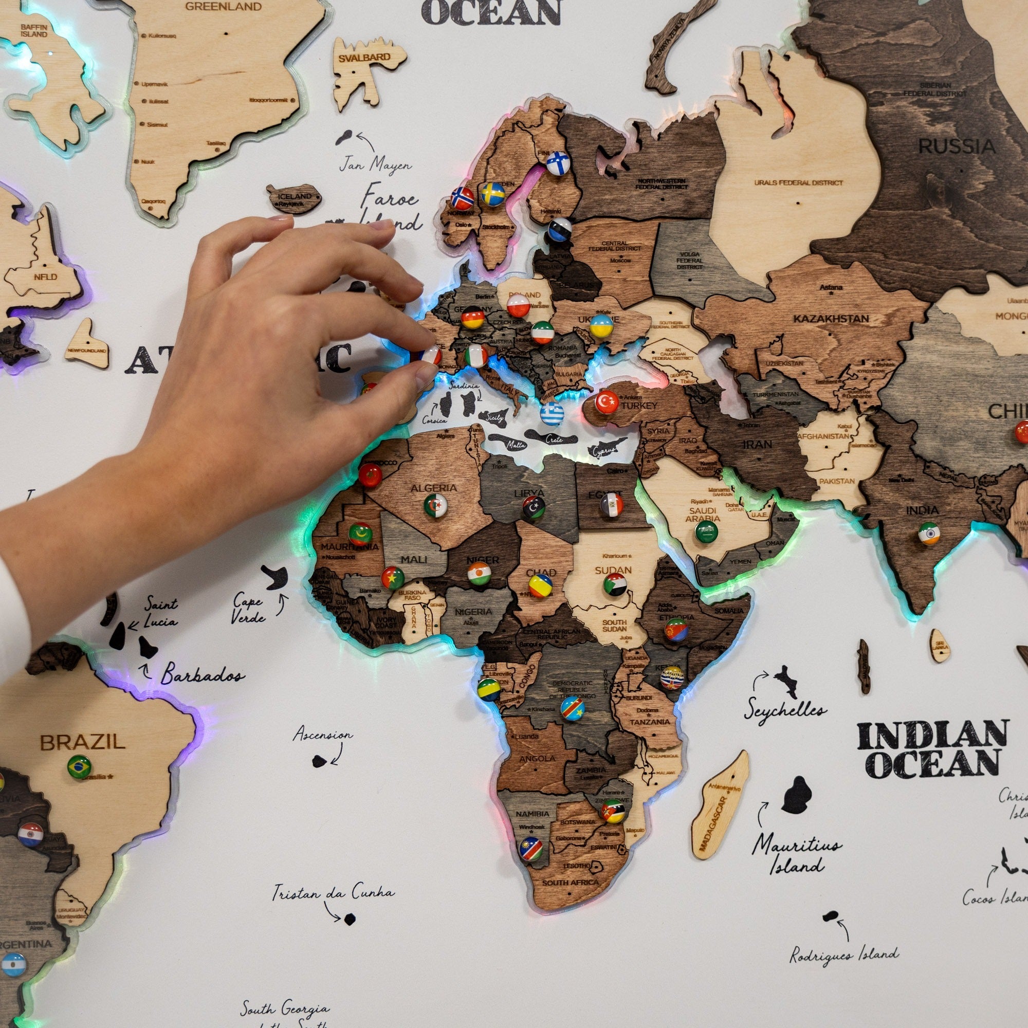 Map on Board LED 2.0 Smokey Wall Decor with Integrated Lighting