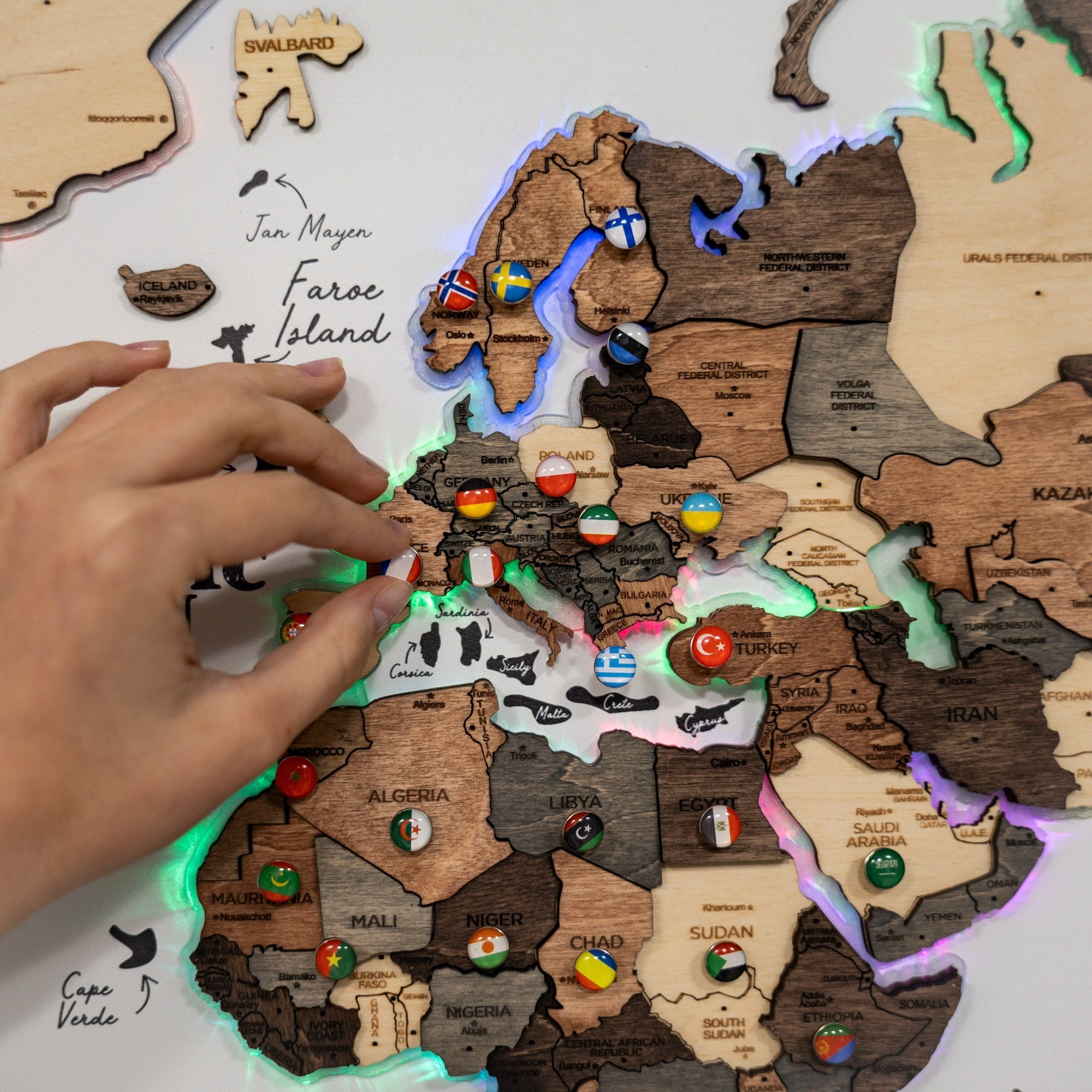 Map on Board LED 2.0 Smokey Wall Decor with Integrated Lighting