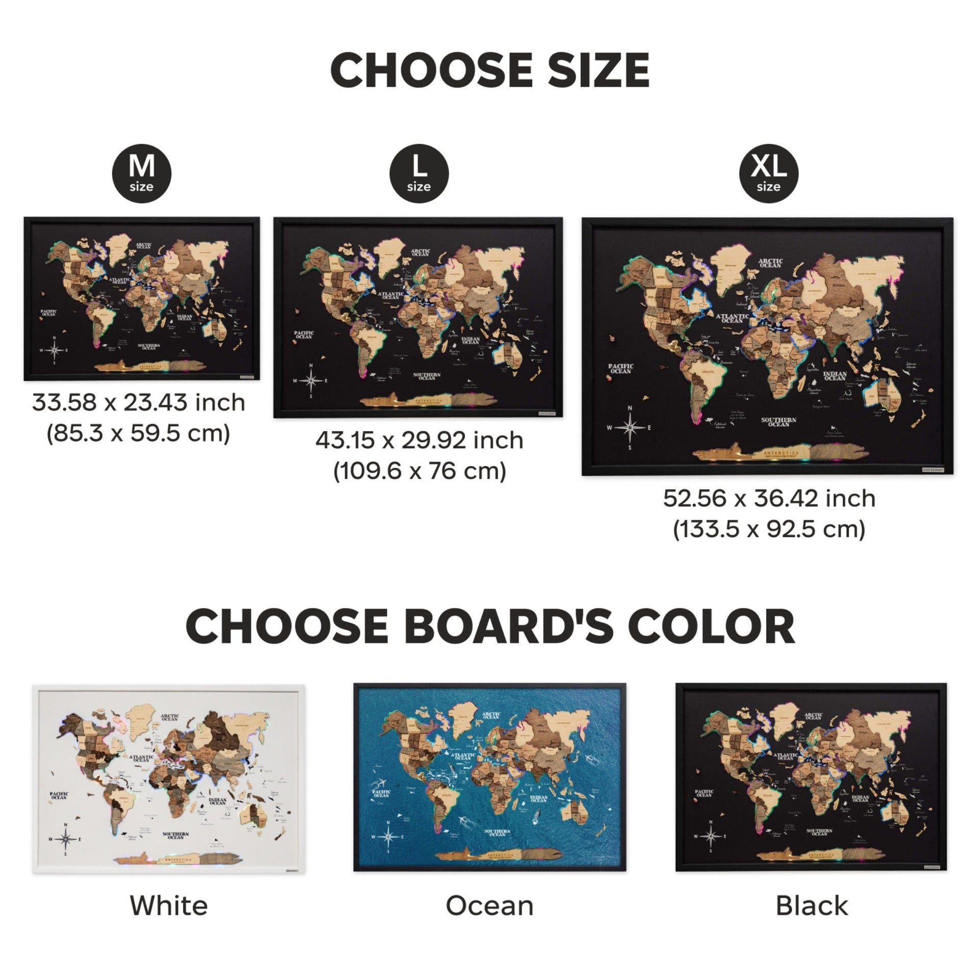 Map on Board LED 2.0 Smokey Wall Decor with Integrated Lighting
