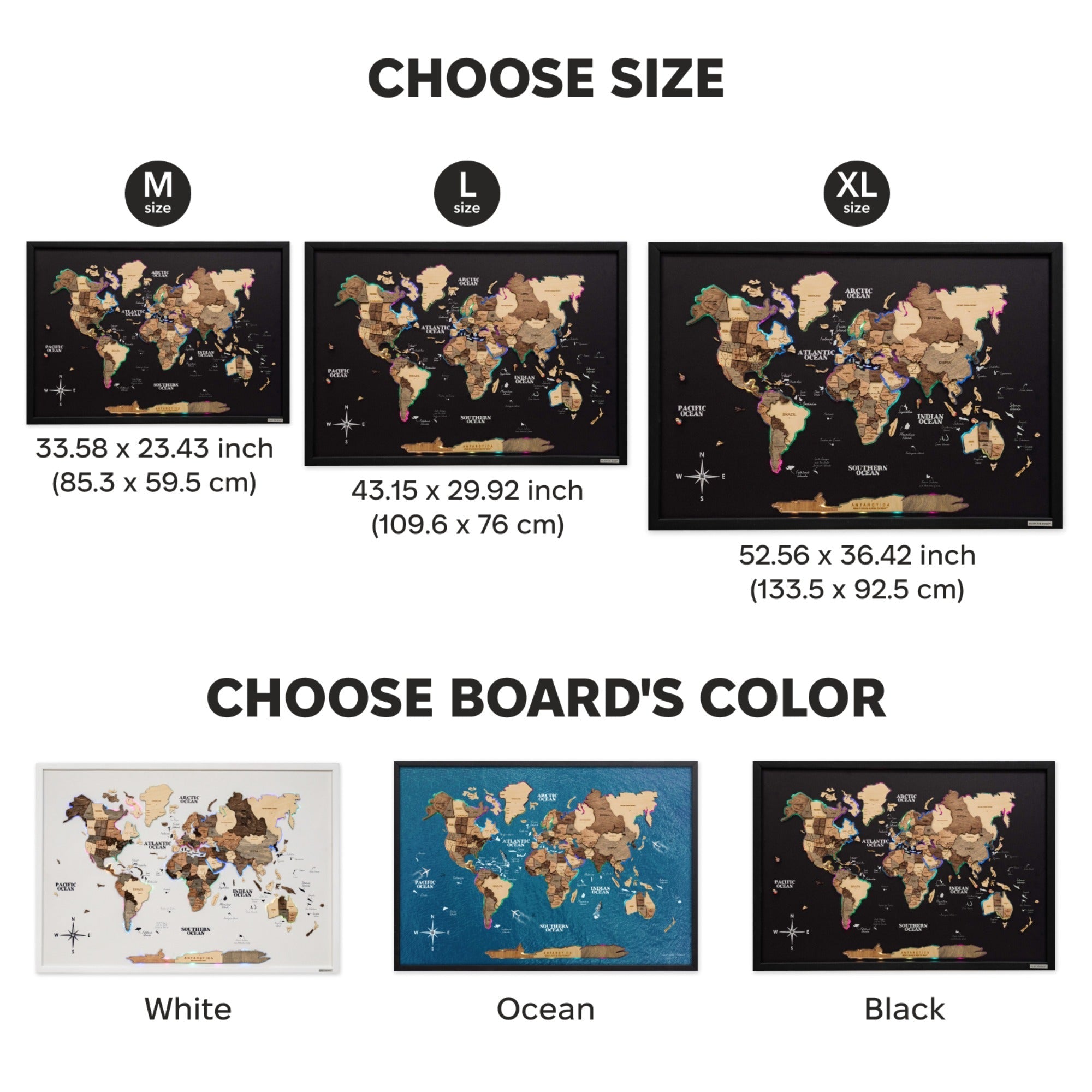 Map on Board LED 2.0 Smokey Wall Decor with Integrated Lighting