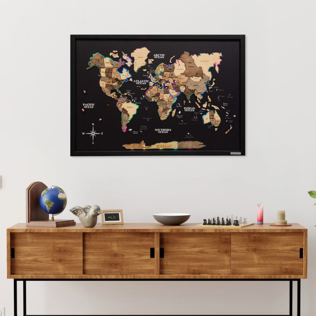 Map on Board LED 2.0 Smokey Wall Decor with Integrated Lighting