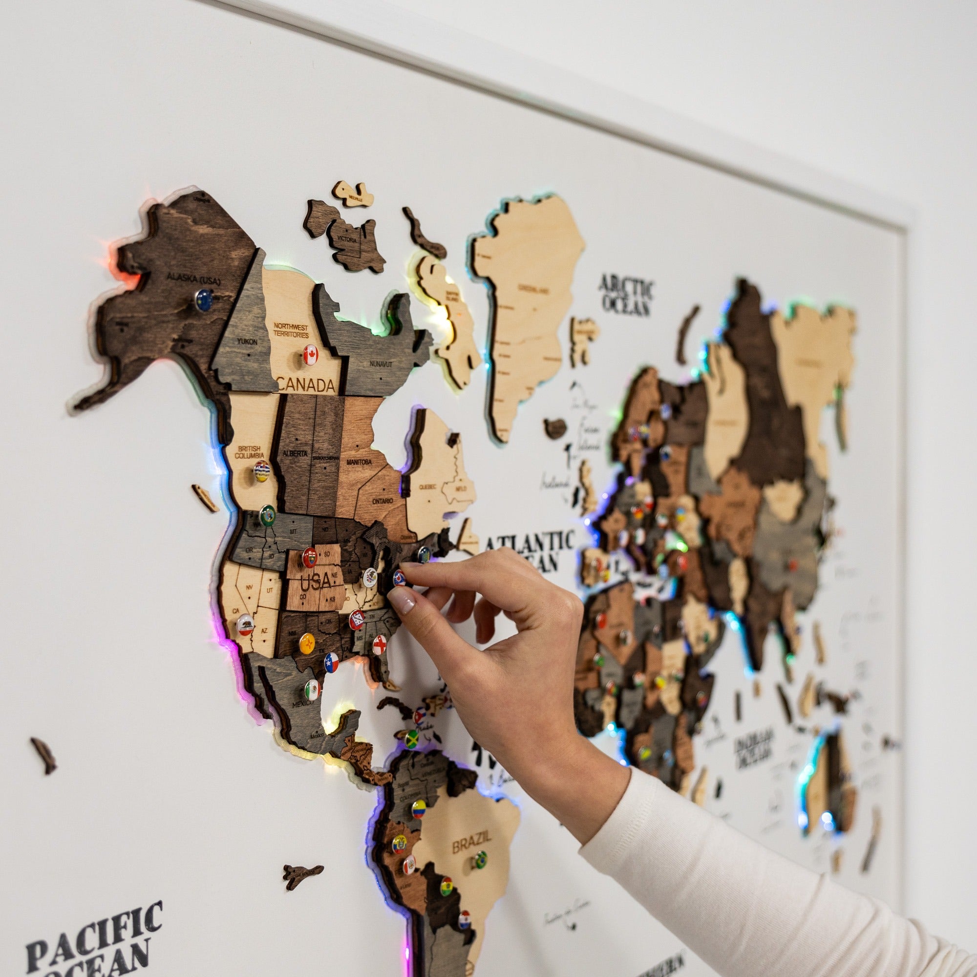Map on Board LED 2.0 Smokey Wall Decor with Integrated Lighting