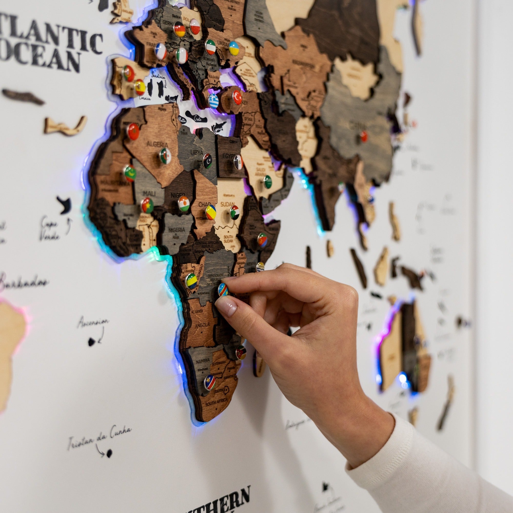 Map on Board LED 2.0 Smokey Wall Decor with Integrated Lighting