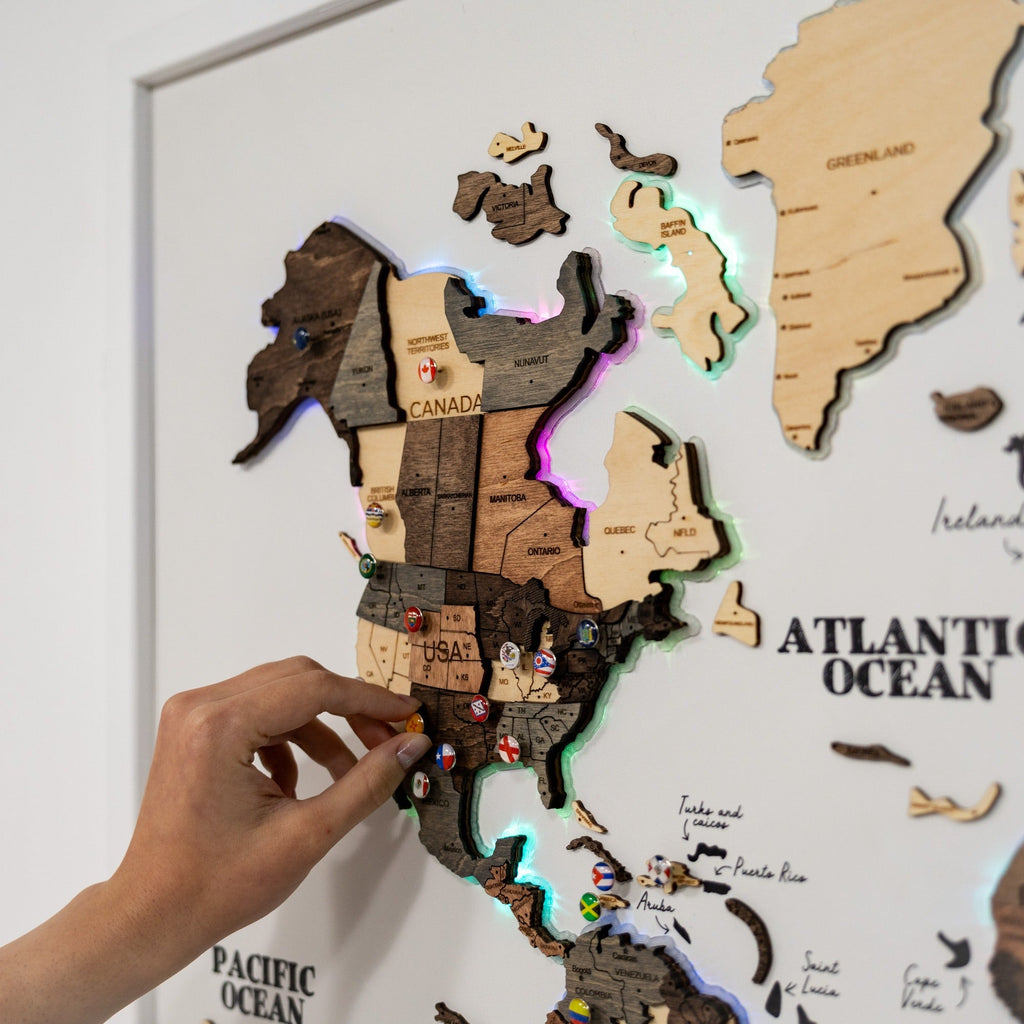 Map on Board LED 2.0 Smokey Wall Decor with Integrated Lighting