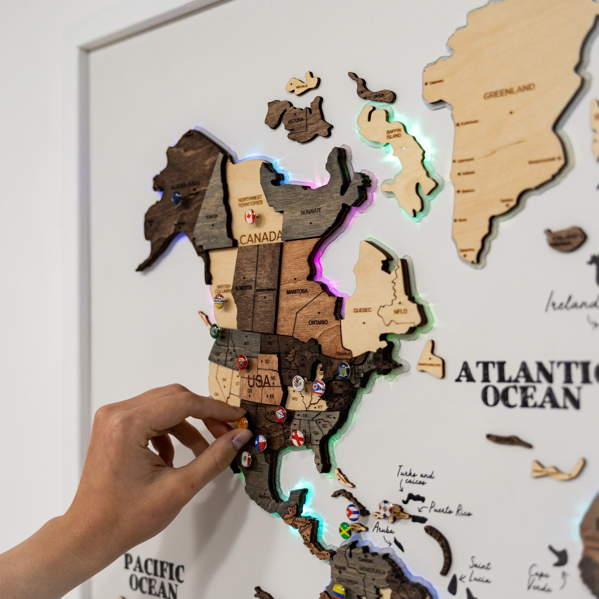 Map on Board LED 2.0 Smokey Wall Decor with Integrated Lighting