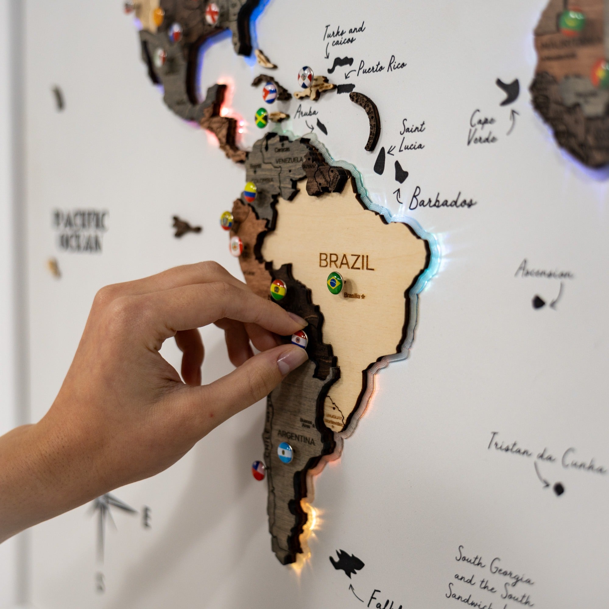 Map on Board LED 2.0 Smokey Wall Decor with Integrated Lighting