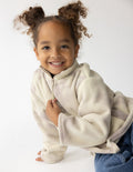 Kids zip-up fleece pullover in pearl and mauve abstract marble print