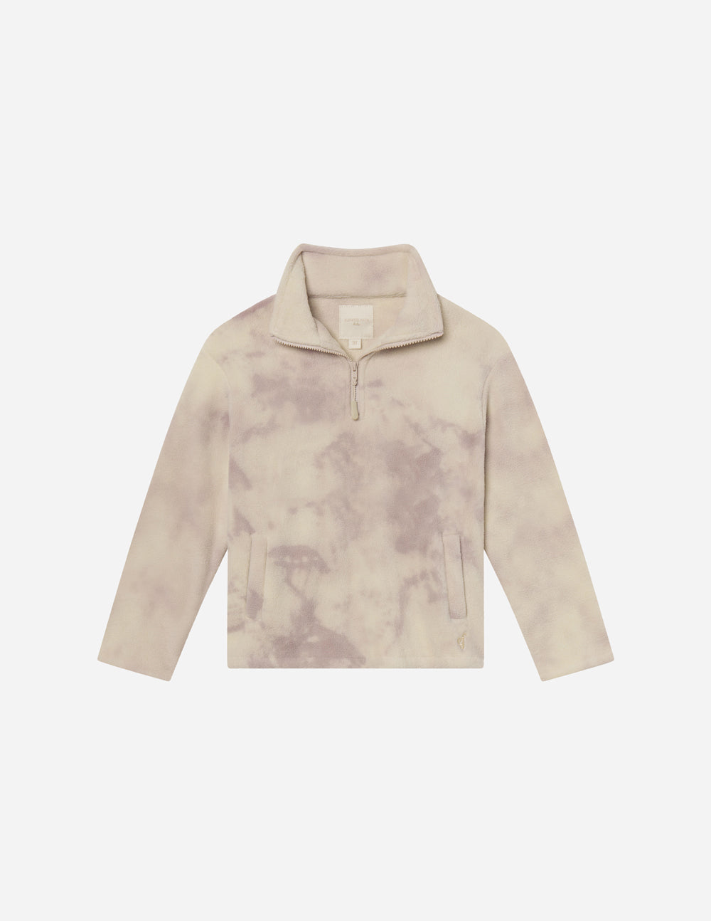 Kids Marble Fleece Zip Pullover in Pearl and Mauve Marble