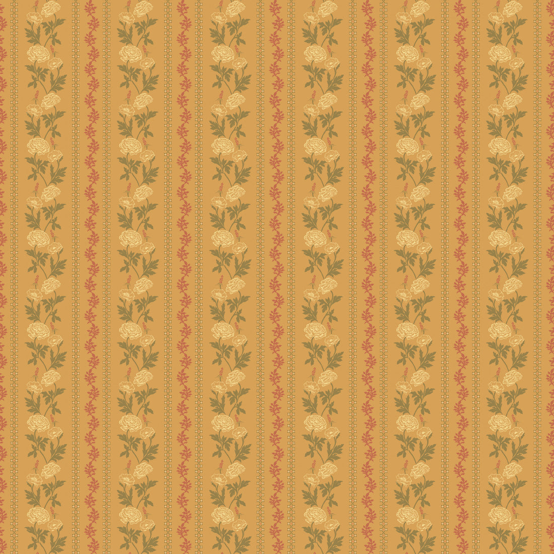 Marisol Floral Wallpaper in Green, Gold, Cream and Rose