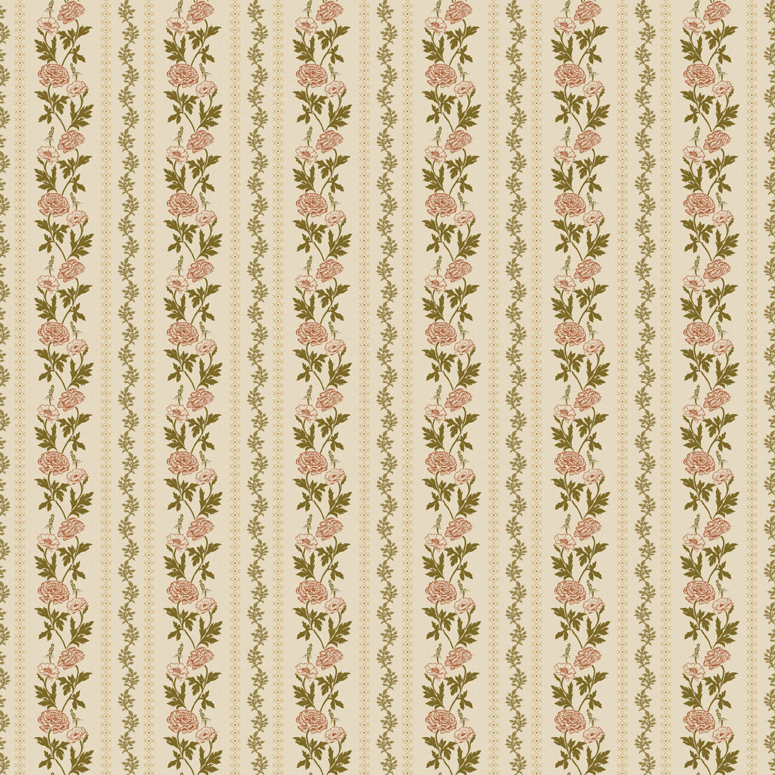 Marisol Floral Wallpaper in Green, Gold, Cream and Rose