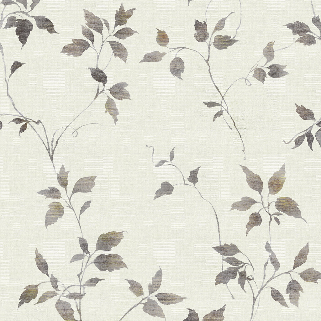 Augustus Patterned Peel and Stick Wallpaper, Cream and Charcoal-Grey