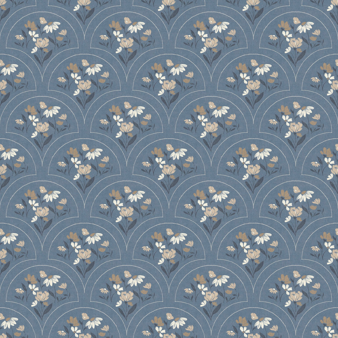 Marlee Floral Removable Wallpaper in Dusty Blue, Cream, and Taupe