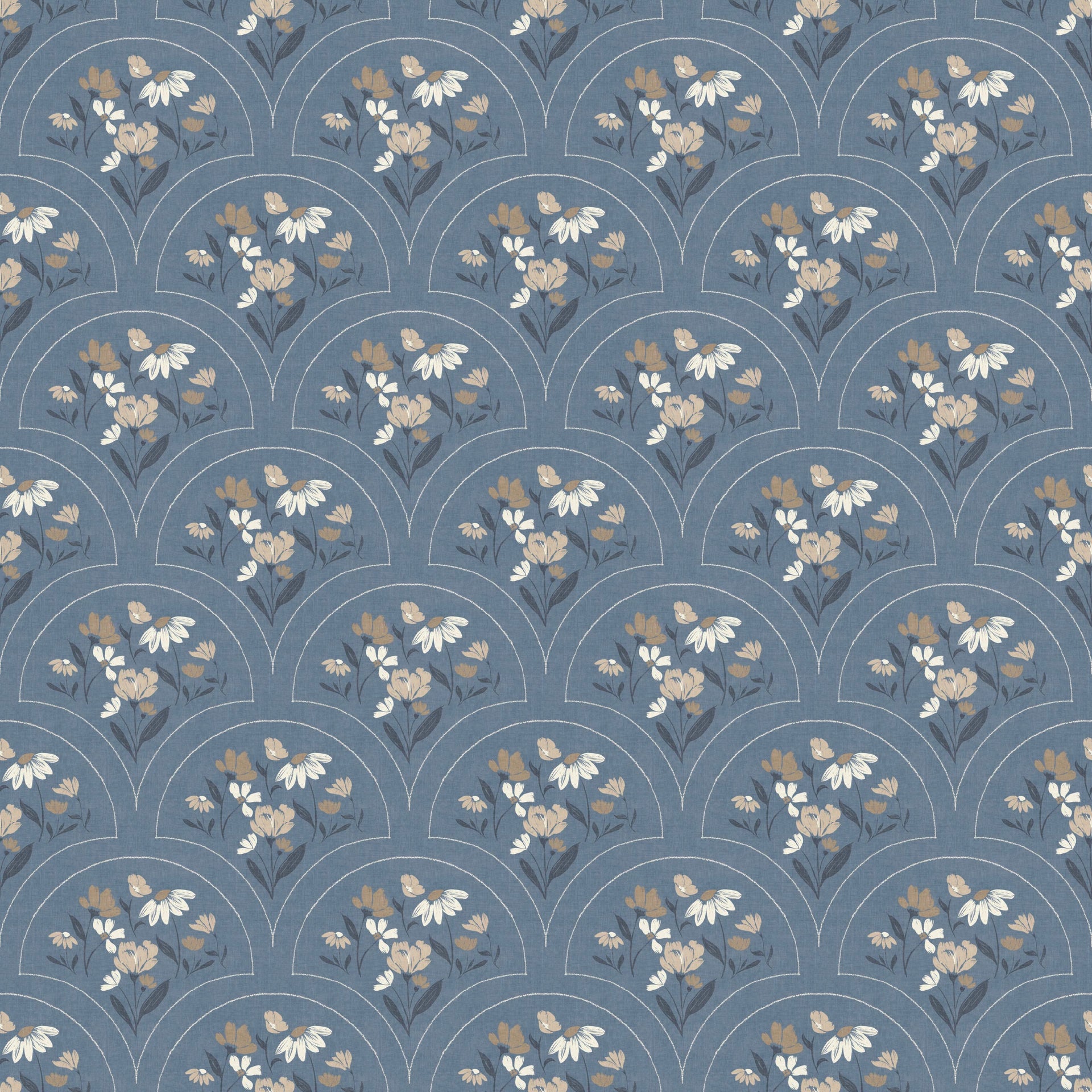 Marlee Floral Removable Wallpaper in Dusty Blue, Cream, and Taupe