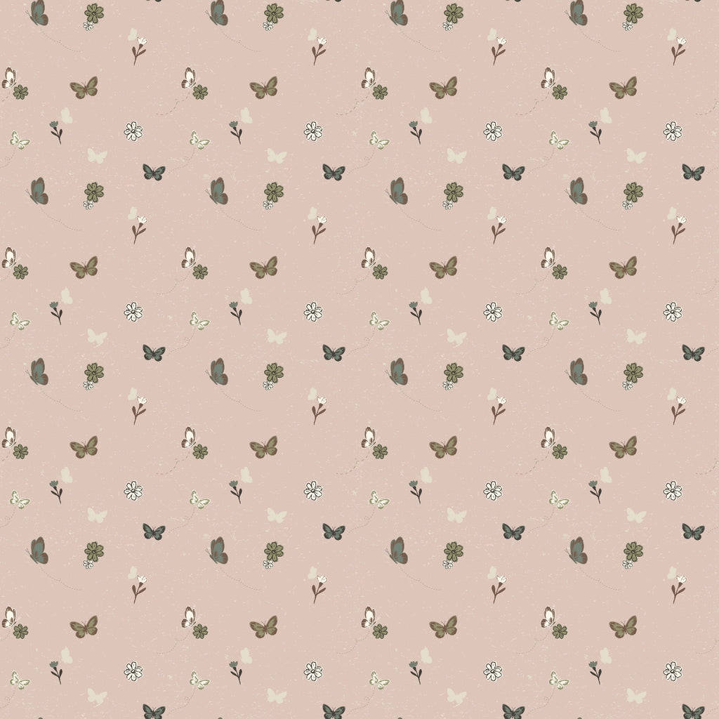 Marlo Floral Wallpaper in Pink and Sage-Green - Boho Nursery Decor