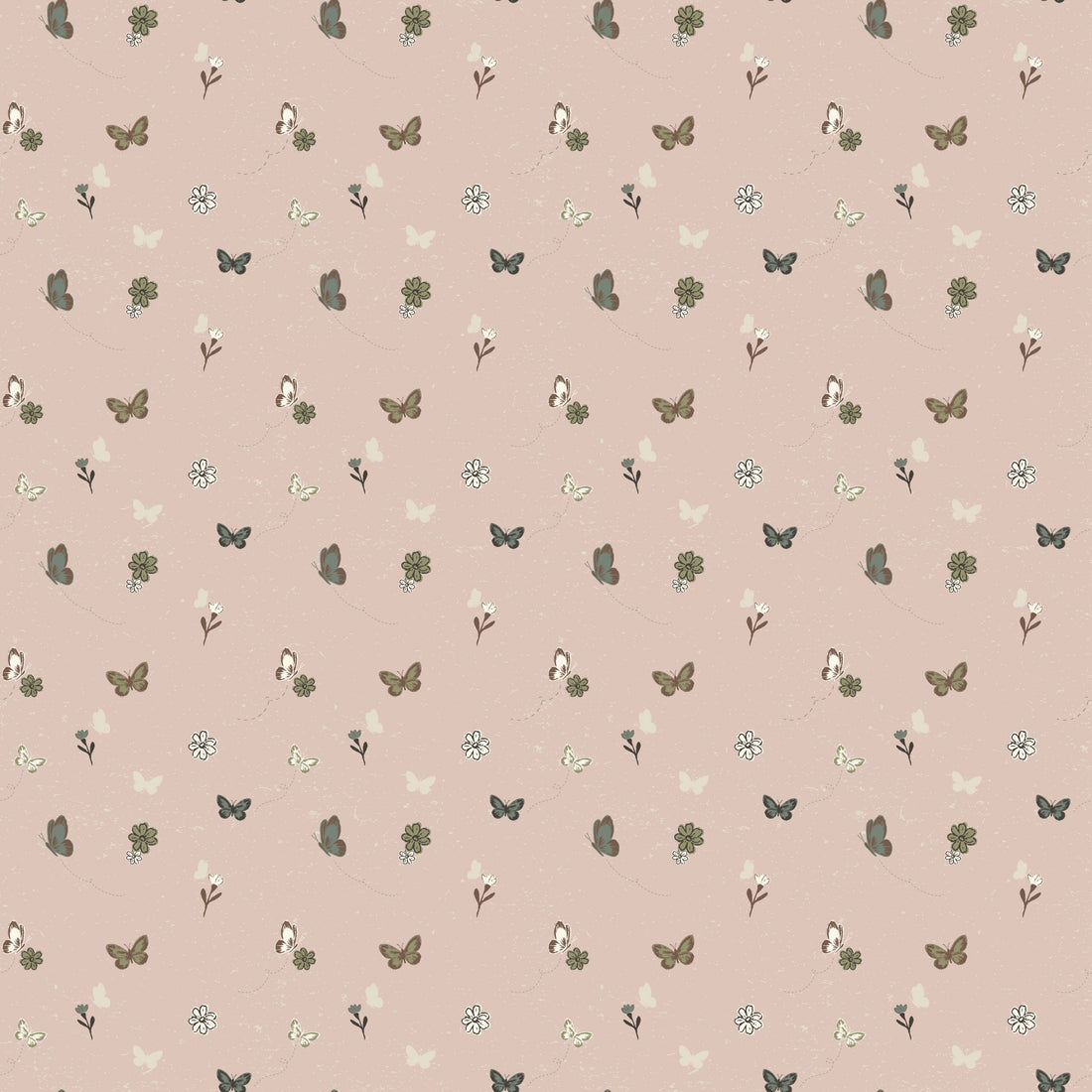Marlo Floral Wallpaper in Pink and Sage-Green - Boho Nursery Decor