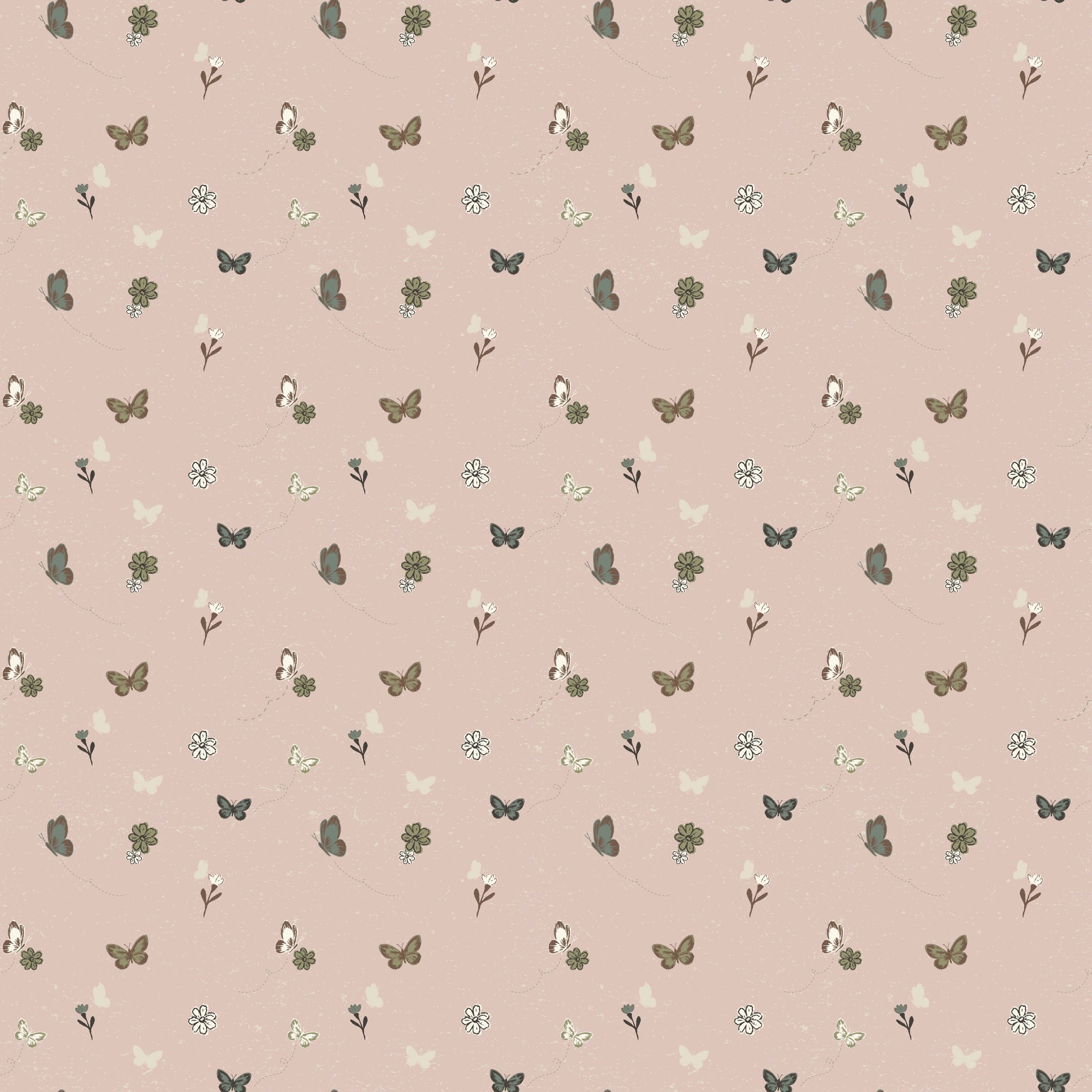 Marlo Floral Wallpaper in Pink and Sage-Green - Boho Nursery Decor