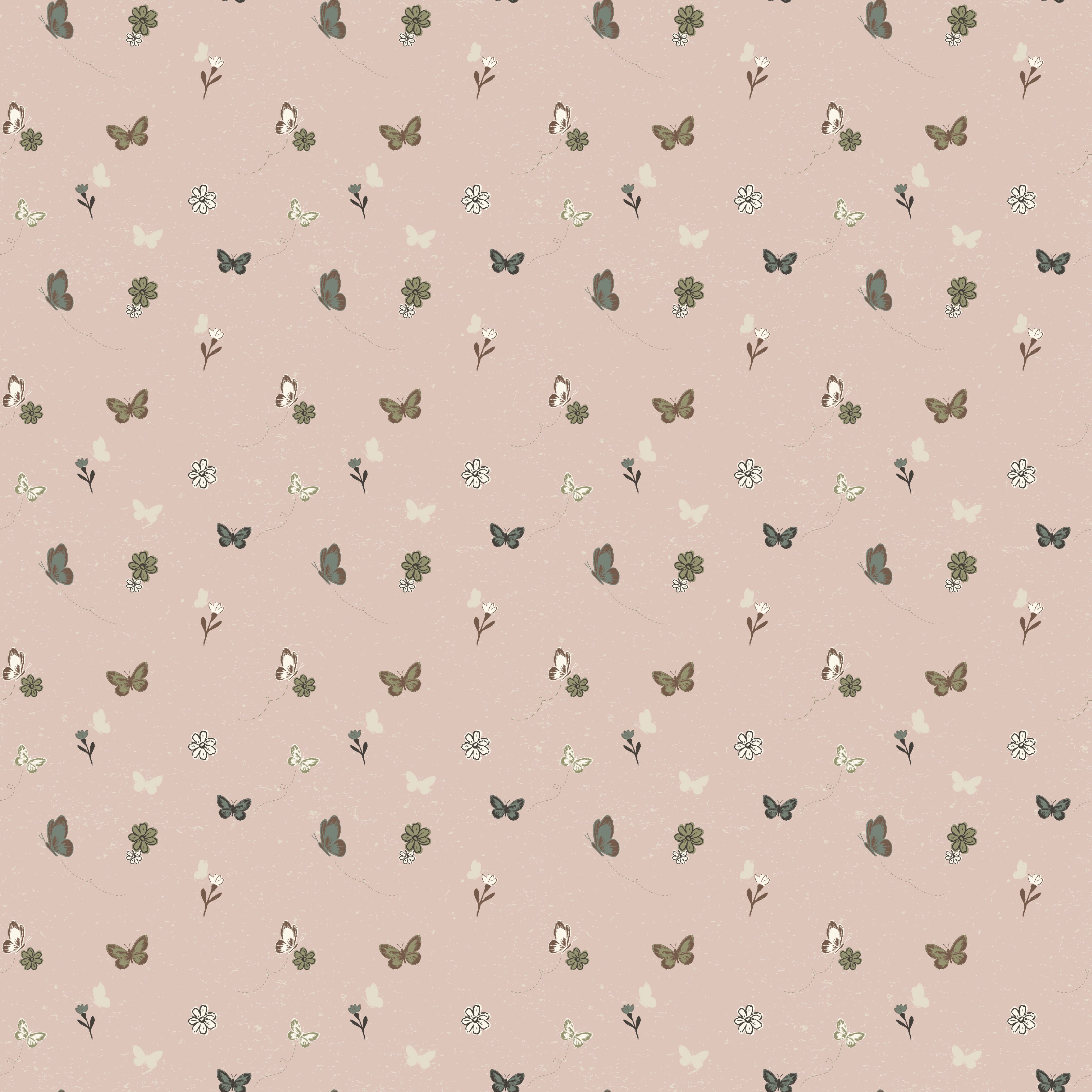 Marlo Floral Wallpaper in Pink and Sage-Green - Boho Nursery Decor