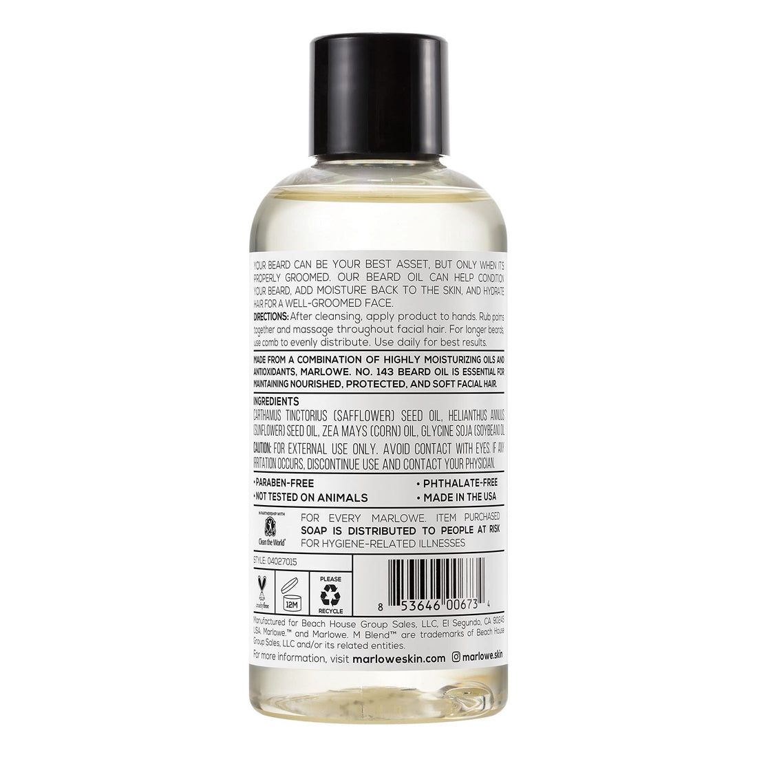 Marlowe. Beard Oil No. 143