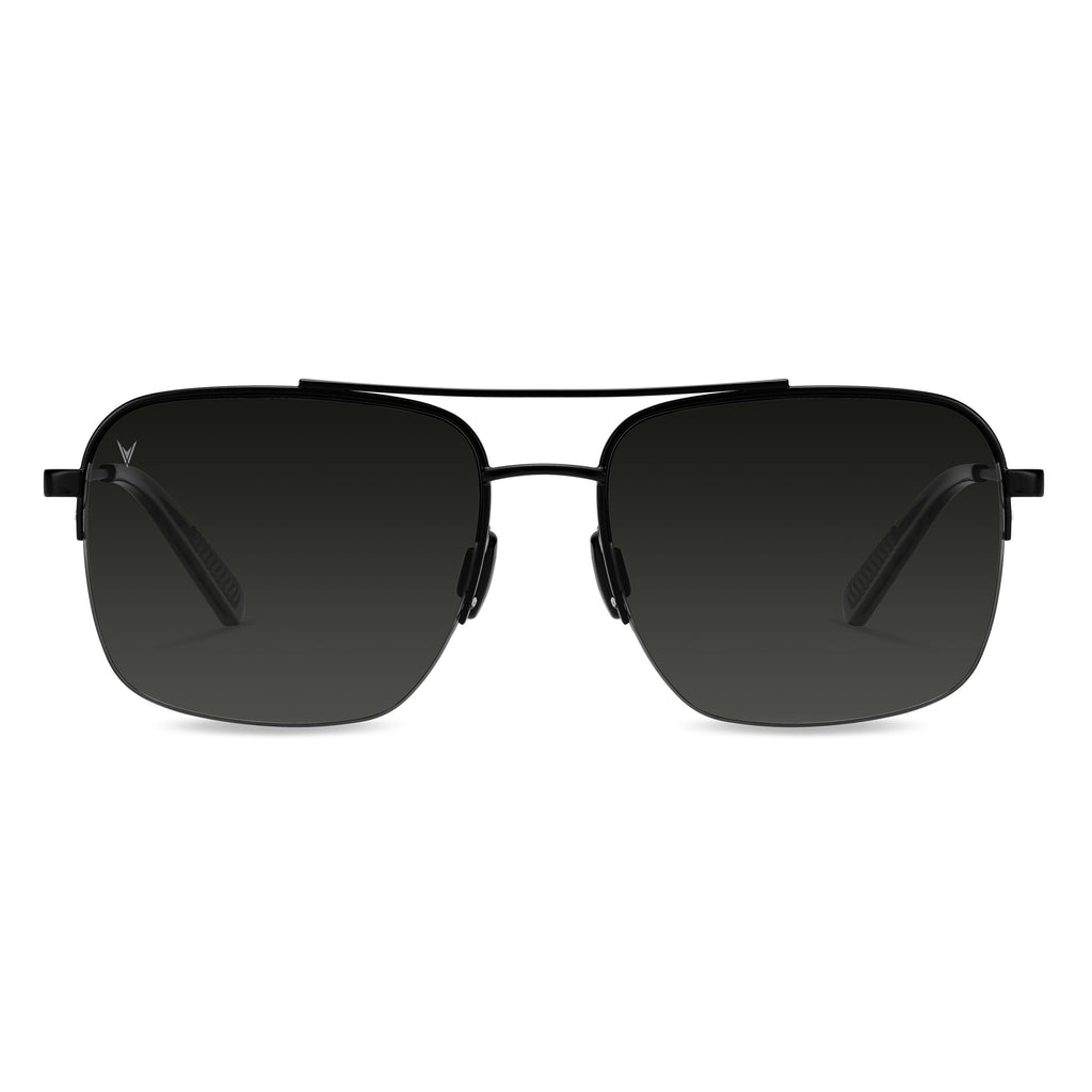 The Marshall Matte Black navigator sunglasses featuring a classic 80s-inspired silhouette.