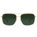 The Marshall sunglasses featuring a gold navigator frame and tinted lenses.