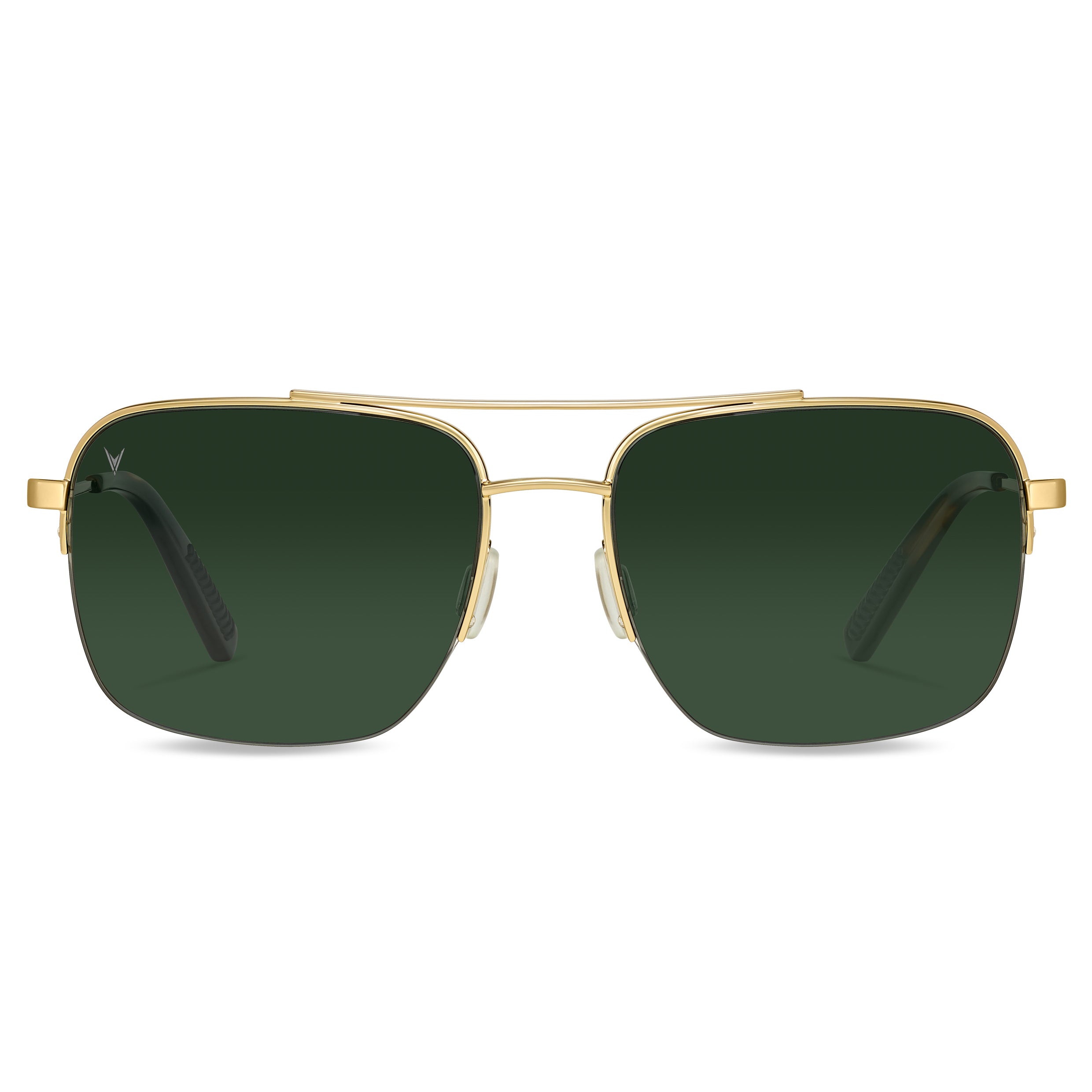 The Marshall sunglasses featuring a gold navigator frame and tinted lenses.