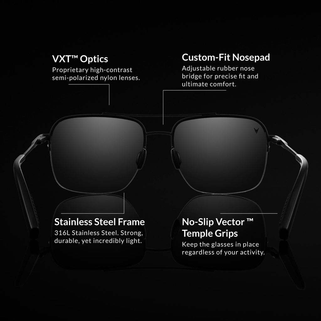 The Marshall Matte Black Navigator Sunglasses