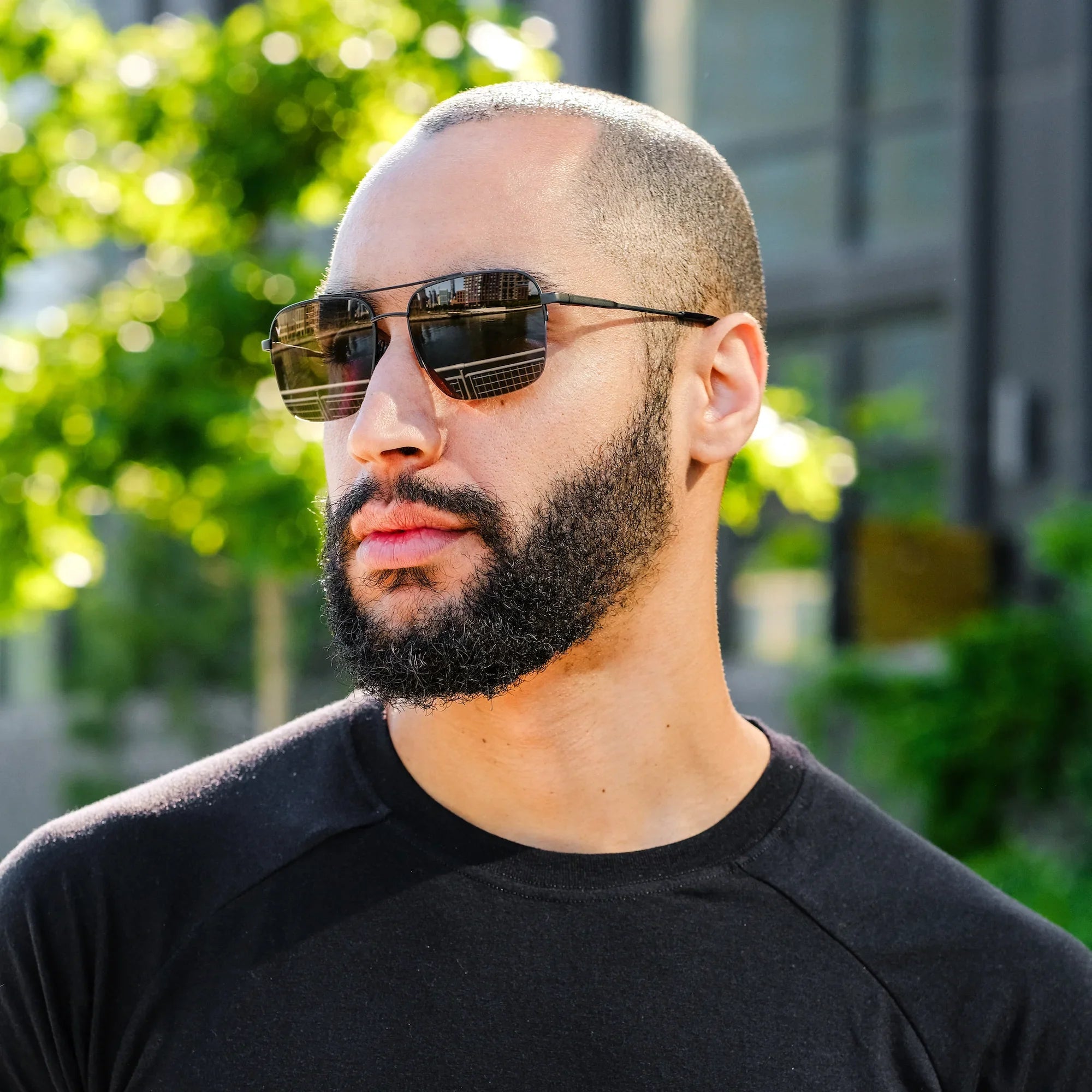 The Marshall Matte Black Navigator Sunglasses