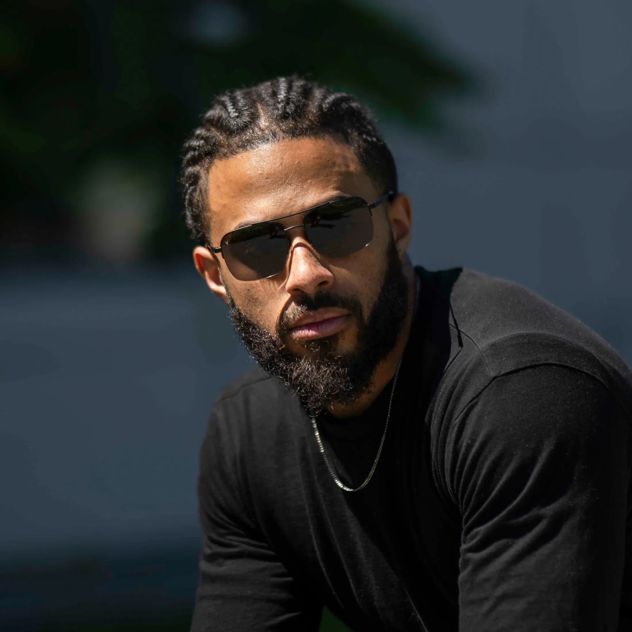The Marshall Matte Black Navigator Sunglasses